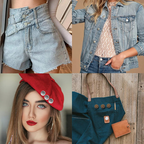 TOOVREN Upgraded Button Pins for Jeans No Sew 8 Sets Pant Jean Buttons Extender Adjustable Removable Metal Adds Pants Waist Tightener Pin to Make ...